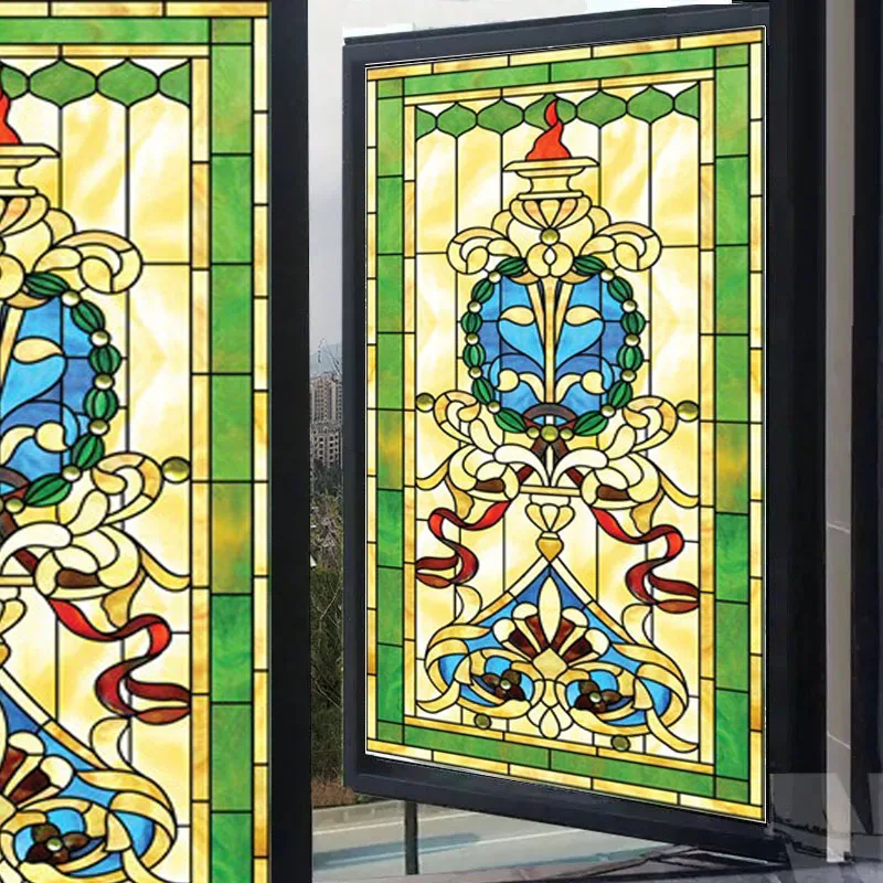 Церковная цветная матовая оконная пленка декоративная витражная наклейка
