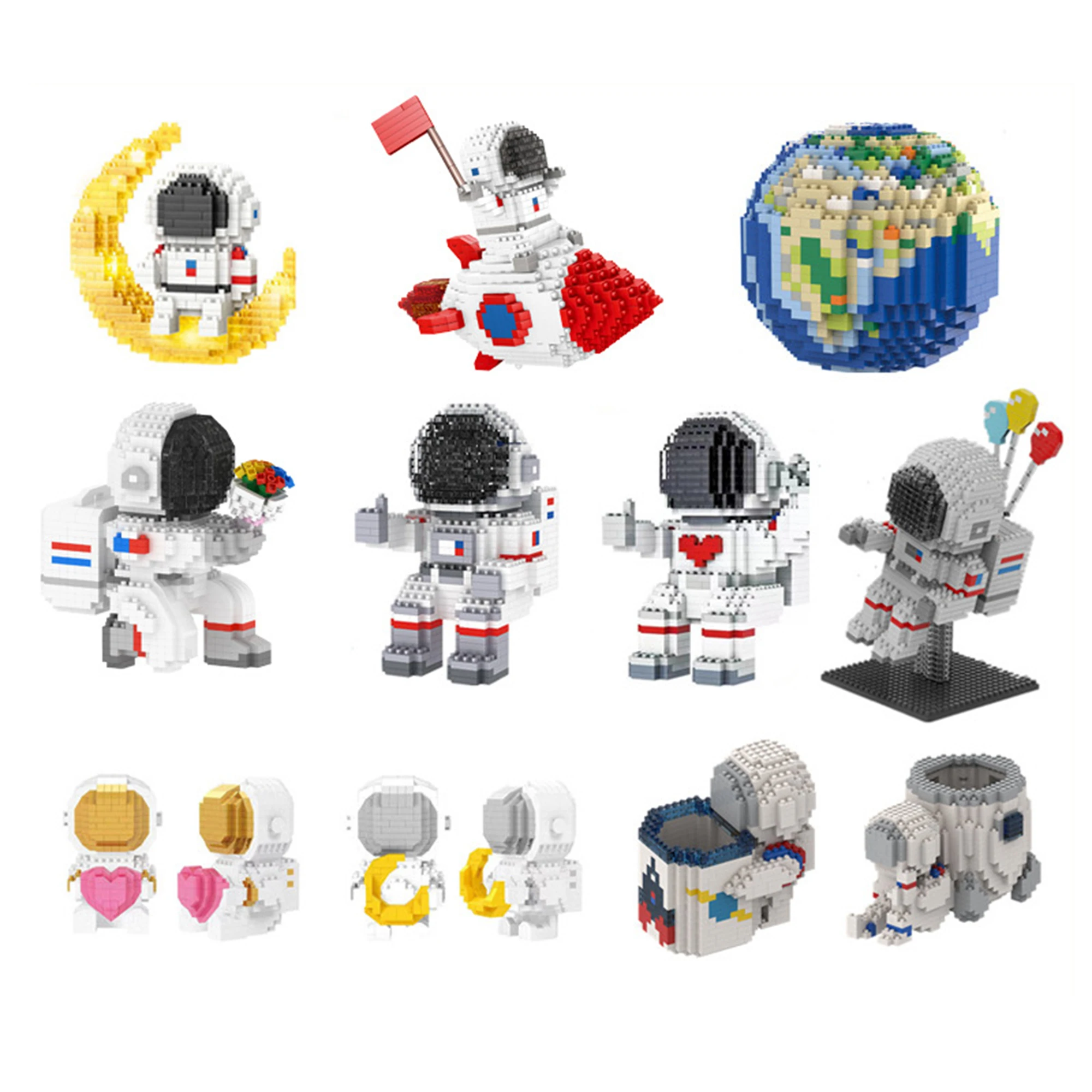 

Космические приключения астронавт строительные блоки Планета Земля 3D модель Сделай Сам собранные мини алмазные блоки игрушка детский пода...