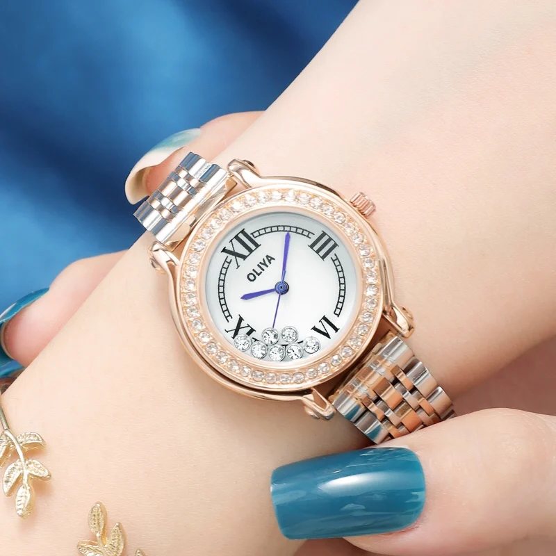 

OLIYA Light Luxury Brand Japan Quartz Movement 13 color With Diamond Stainless Leather Strap ​32MM Watch #506