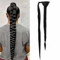90cm 36inch super long wrap around jumbo pre braided ponytail ombre brown blonde synthetic hair extensions