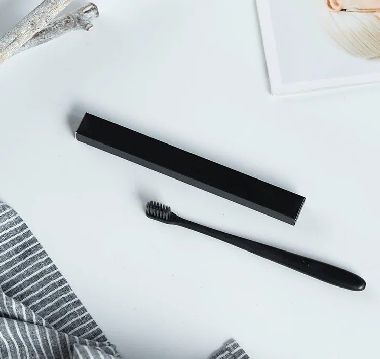 black 1pc Soft Bristle Toothbrush Portable Bamboo Charcoal Toothbrush Eco Friendly Brush Oral Cleaning Care Tools Household Supplies - Цвет: black