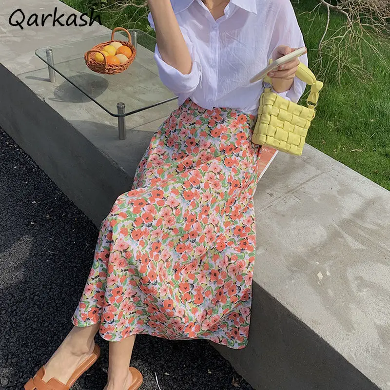 

Юбка женская трапециевидная с завышенной талией, модная романтичная в стиле ретро, с цветочным принтом, модная в французском стиле, на лето