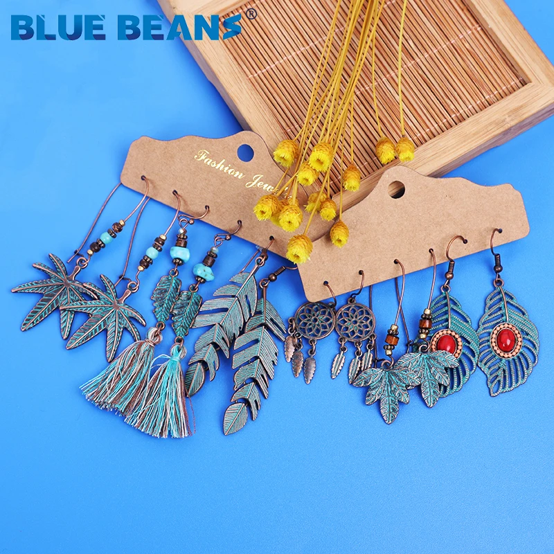 Женские серьги подвески в этническом стиле богемном ювелирные аксессуары