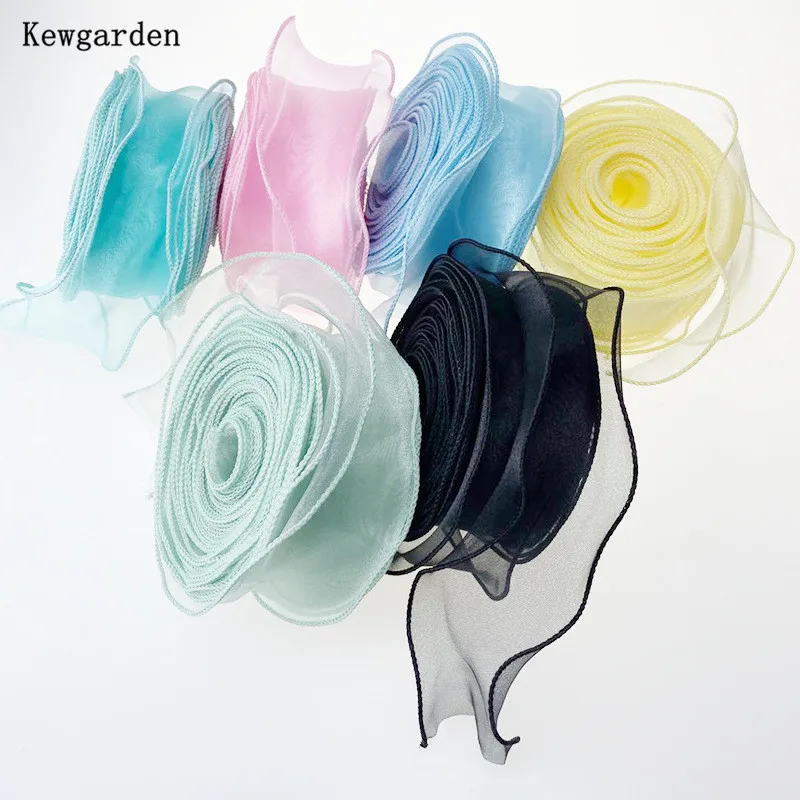 

Kewgarden Handmade Tape DIY Hairbow Accessories Packing Riband 2" 50mm 5.5cm Wave Hemming Organza Ribbon Wholesale 35 Meters