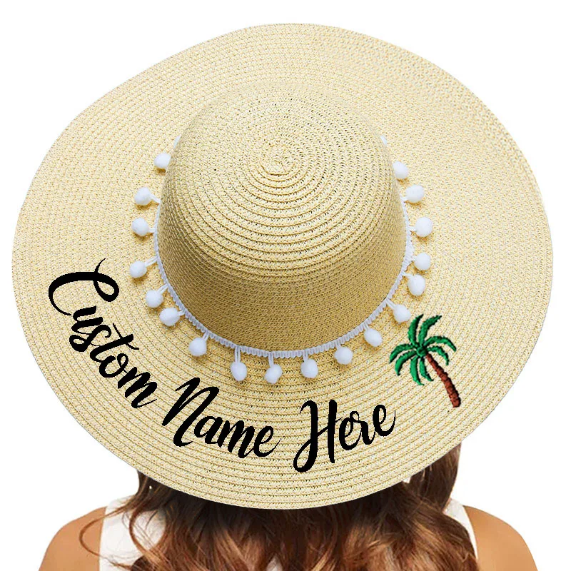 Летняя Пляжная Шляпа по индивидуальному заказу с вышивкой текст со словом