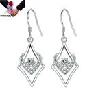 OMHXZJ, оптовая продажа, YS610, Европейская мода, женские, для вечеринки, дня рождения, свадьбы, подарок, сердца, циркон AAA, 18KT, серьги-подвески из белого золота