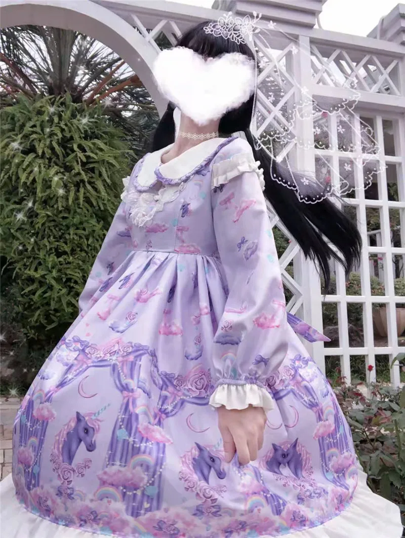 Платье в стиле &quotЛолита&quot Чай вечерние Единорог японский vestido для девочек op