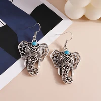 vintage ethnic cute animal elephant dangle antique hook drop earrings for women bohemian fashion jewelry popular drop earring