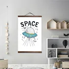 ZHUGEGE пользовательский ребенок детская комната аниме космический корабль холст черный орех подвесной свиток живопись стена искусство плакат домашний декор кулон