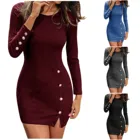 Женское однотонное платье-свитер с длинным рукавом и волнистыми краями