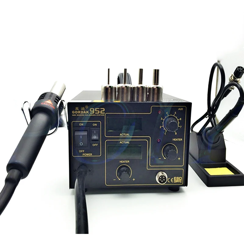 Gordak 952 220V SMD Термовоздушная паяльная припоя паяльной станции Тепловая пушка+ Электрический паяльник