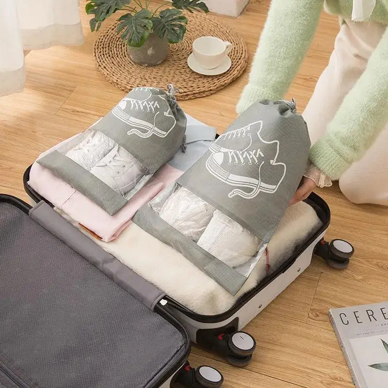 

5pcs Travel Shoe Storage Bag Bundle Mouth Bags for Shoes Waterproof Package Luggage Home Organizer Transparent Dust Bag Shoe