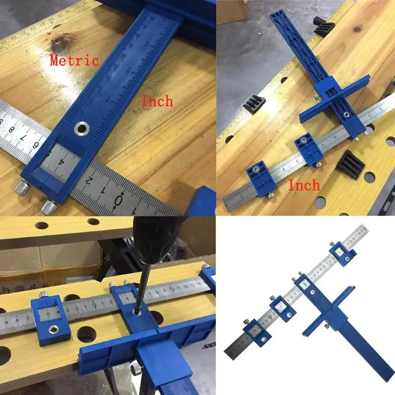 

1pc Multi-function Drill Punch Locator Furniture Woodworking Joinery Hand Tool Adjustable Drilling Dowelling Hole Saw Locator
