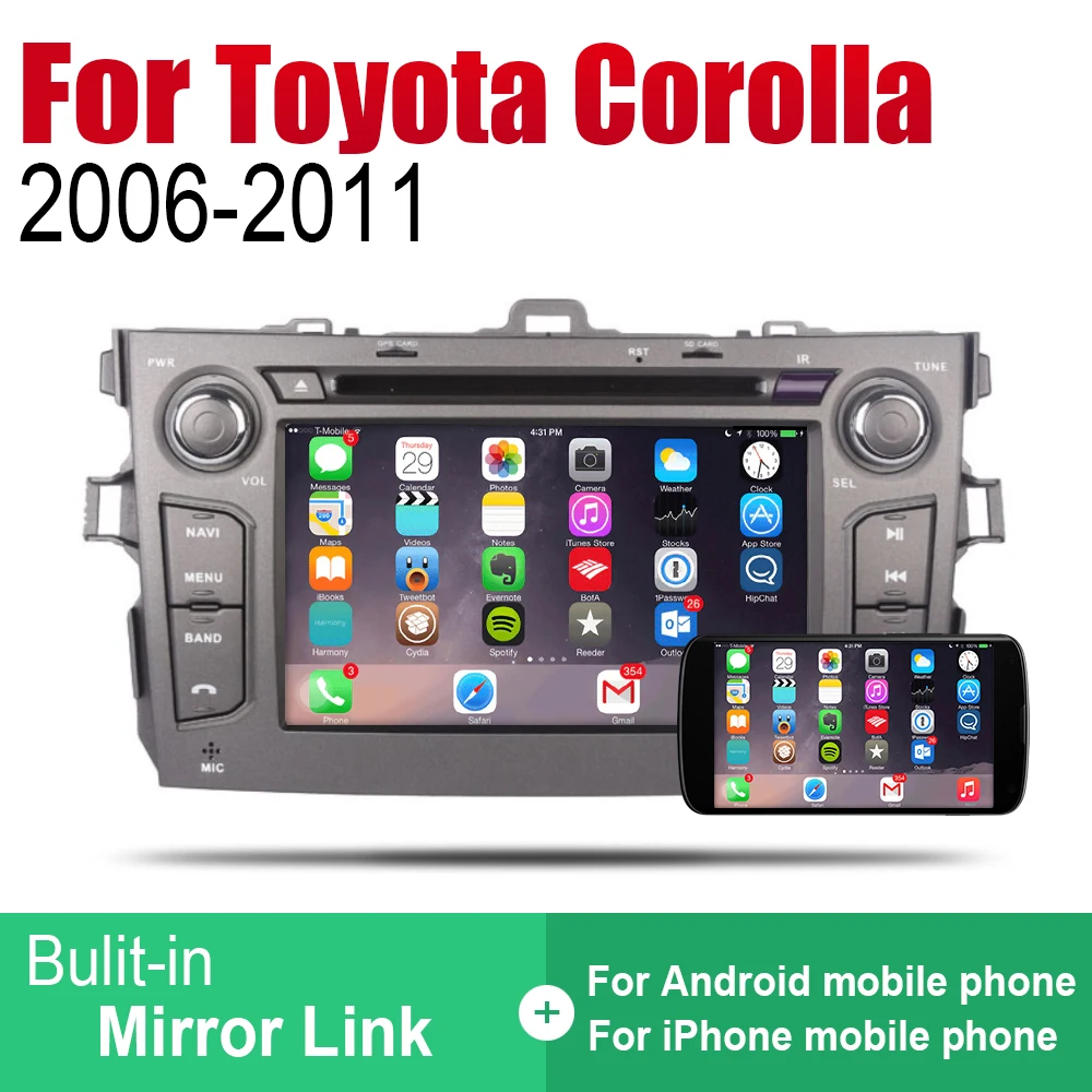 Автомагнитола 2DIN для Toyota Corolla 2006-2011 с GPS-навигацией и DVD-плеером | Автомобили