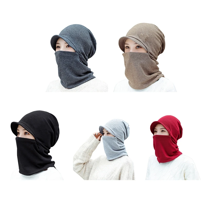 Зимние женские и мужские практичная ветрозащитная шапка теплый шарфик из мягкой
