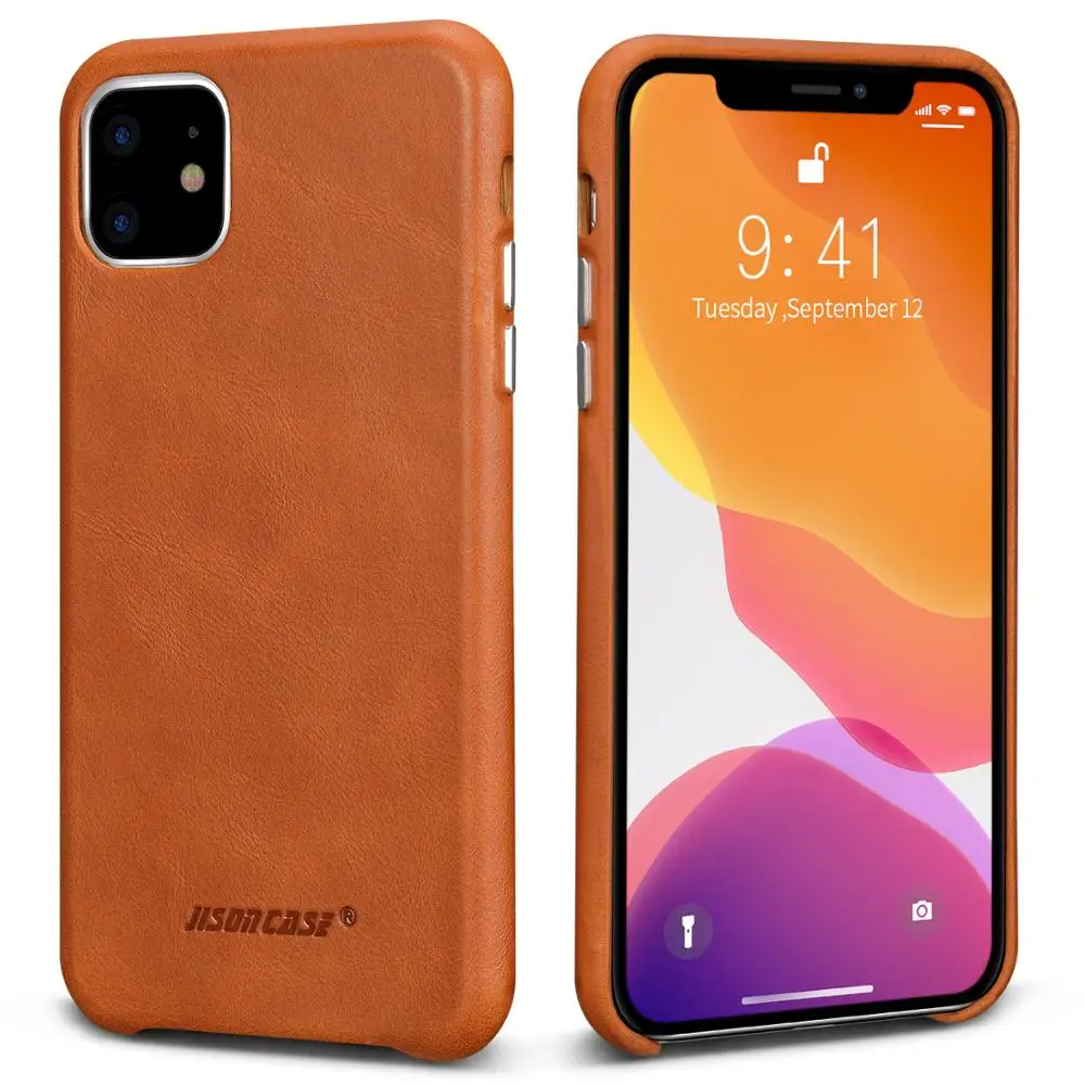 Jisoncase кожаный чехол для iPhone 11 ультра тонкий из натуральной кожи
