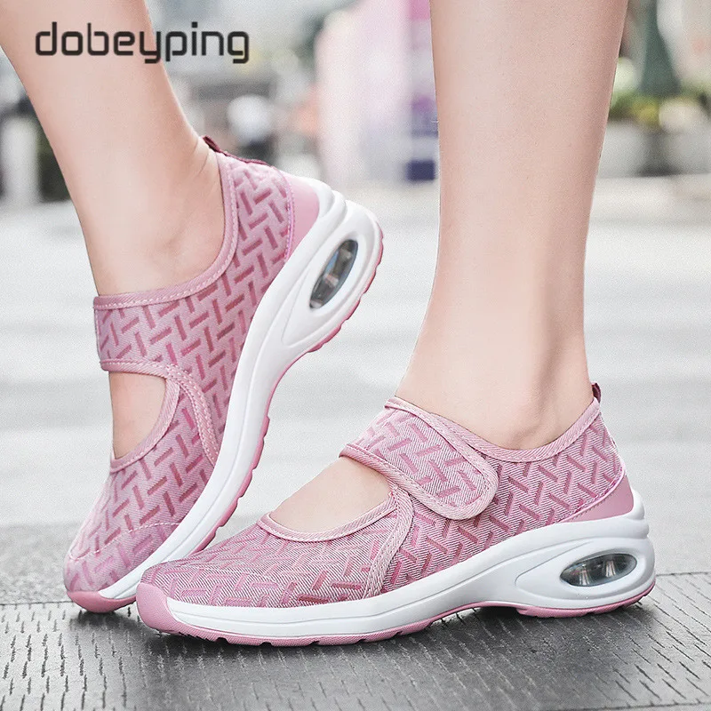 dobeyping New Spring Slip On Women's Shoes Breathable Mesh Woman Sneakers Flat Platform Mother Shoe Wedges Ladies Walking Flats