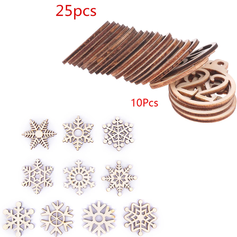 25/10pcs 1-25 Wooden Advent Calendar Gift Tags Number Party Countdown Christmas Snowflake Wood Slice Decoration | Дом и сад