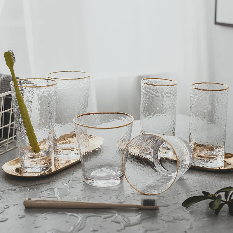 Прозрачная Золотая оправа стеклянная зубная щетка чашка Скандинавская Чистка