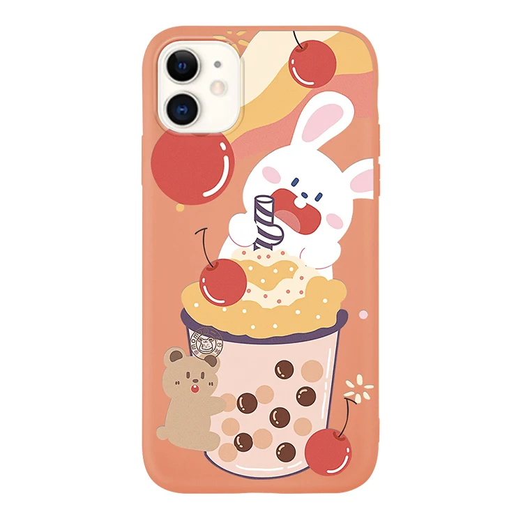 

Funny Bunny with Various Fruits Pattern Matte Soft Phone Case for IPhone11 11Pro 11ProMax 6s 7 7Plus 8Plus X XS XR XSmax SE 2020