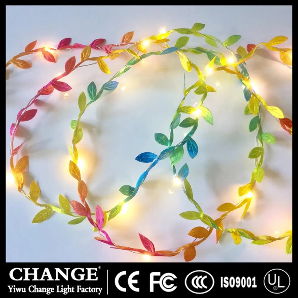 

5m 50LEDs Battery String Lights Leaves Garland Fairy Light Led Copper Wire Wedding Forest Table Christmas Home Party Decoration