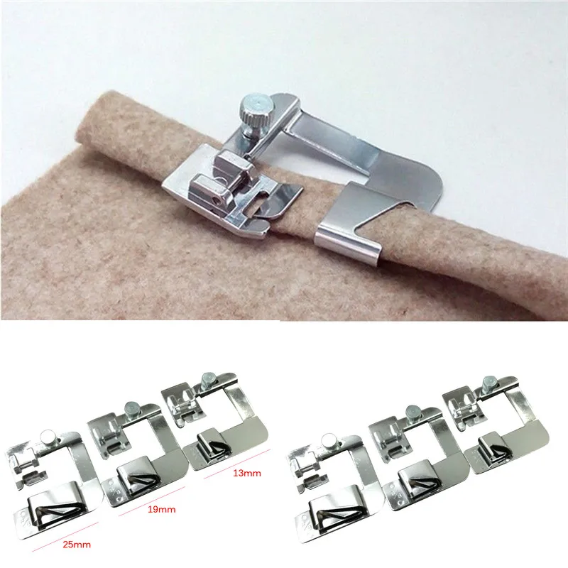 

3 Sizes Multi-functional Domestic Sewing Machine Foot Presser Rolled Hem Feet Selvage Crimping Presser Household Sewing Machine