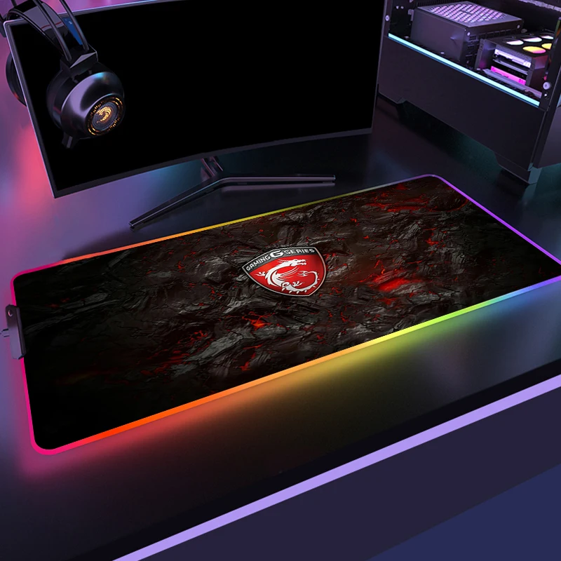 Красный дракон MSI RGB игровой большой коврик для мыши геймерский светодиодный