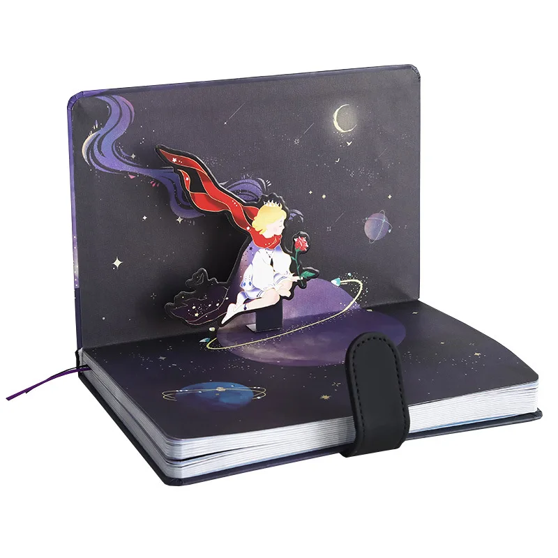 

Color Inside Page Notebook Little Prince's Travels in the Universe Stationery Journal Scrapbook Sticker Bookmarks Gift Box Set