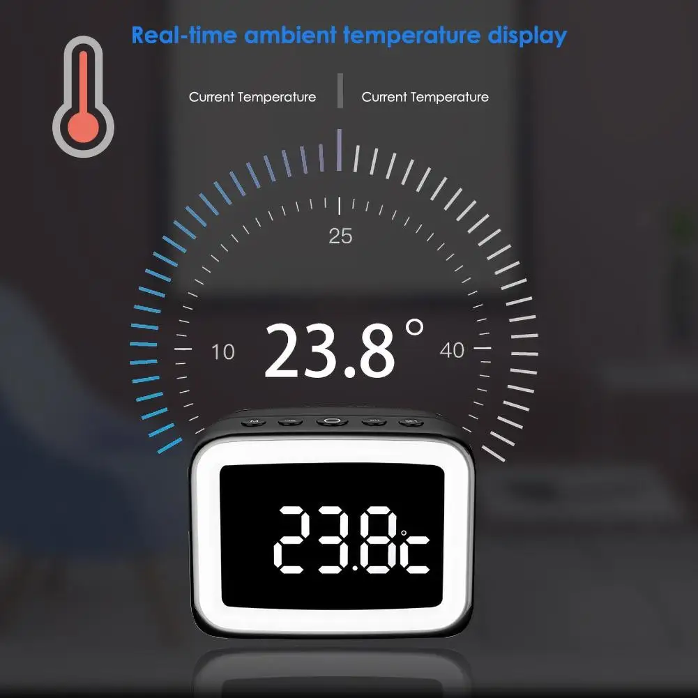 Беспроводной Bluetooth 5 0 светодиодный зеркальный дисплей Будильник FM радио TF