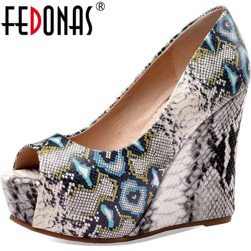 FEDONAS/пикантная женская обувь с открытым носком и принтом в виде животных Туфли