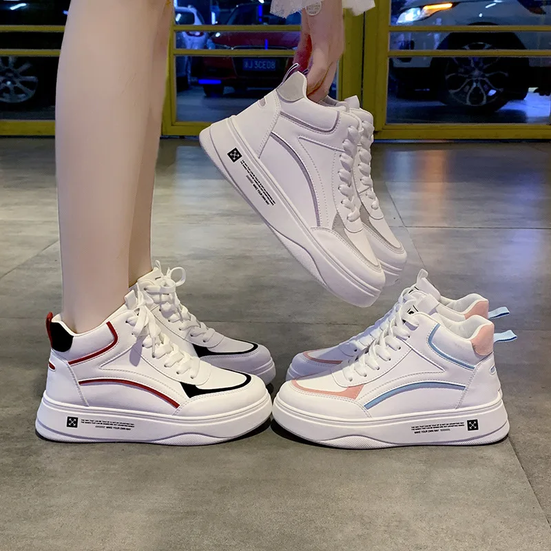 Белые туфли с высокой посадкой коллекция 2019 года сезон осень Студенческая обувь