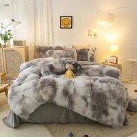 gradient color plush shaggy ultra soft bedding sets 4pcs twin double queen king1faux fur duvet cover 1bed sheet2pillowcases