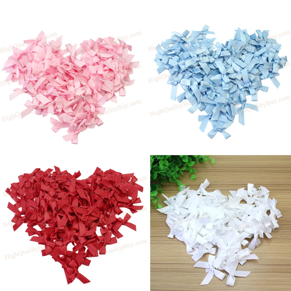 Новый 100 шт. розовая сатиновая лента бантики аксессуары для волос стильный бант