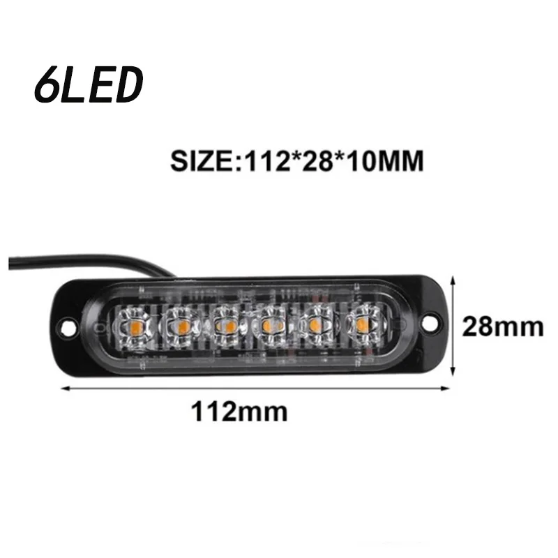 

Ultra thin Warning Lights Motorcycle pickup flashing lights 12-24V Universal Ultra thin Flashing lights 4/6LED