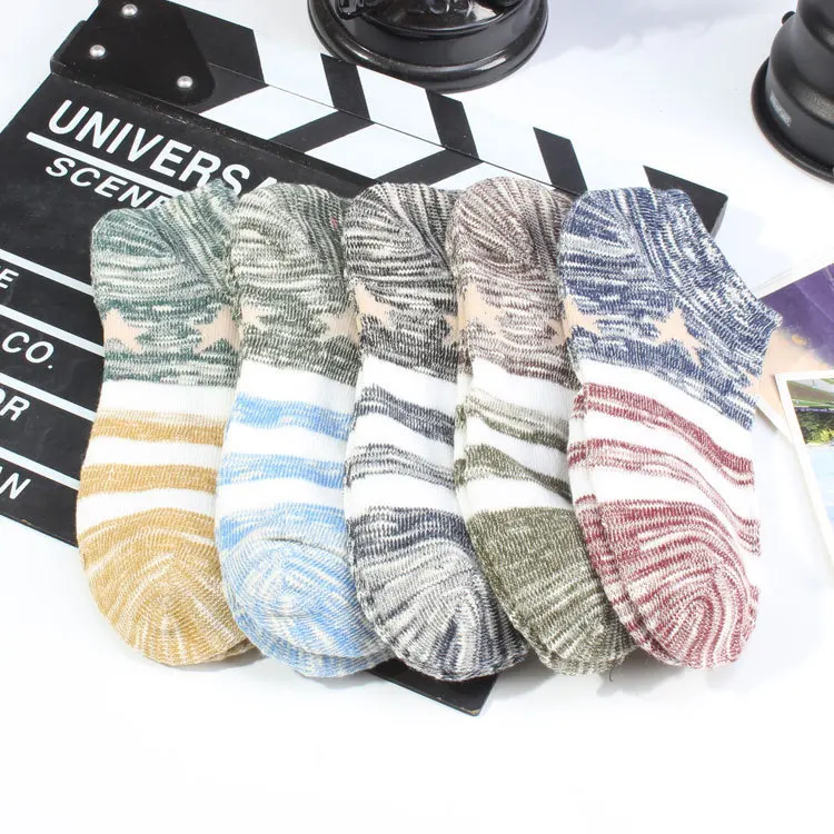 

5 Pairs Retro Men's Socks Cotton with Pentagram No Show Funny Socks Men for Spring Summer B011