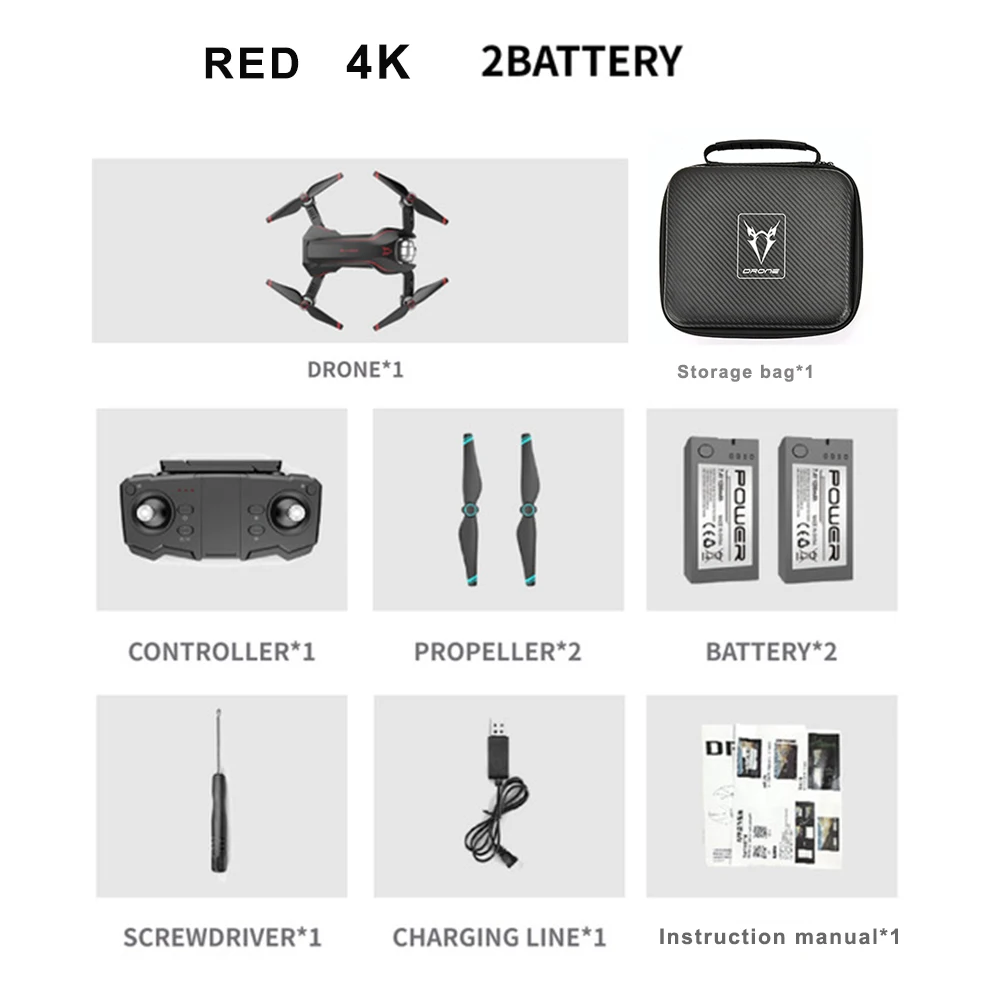 4K 2B RED BAG S20W селфи Дрон 4K HD Gimbal Двойная камера Wi-Fi FPV Gesture фото оптический поток Профессиональный Радиоуправляемый квадрокоптер вертолет Дрон - Цвет: 4K 2B RED BAG