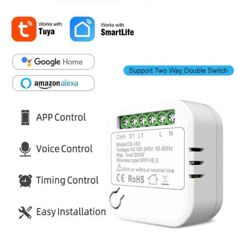 

Tuya 10A Wifi Smart Switch Breaker Module Supports 2 Way APP Voice Relay Timer Switch Google Home Alexa 110V 220V Interruptor