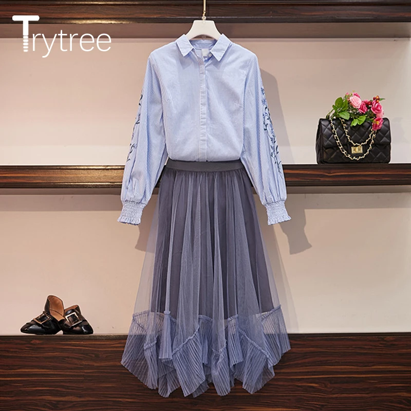 Женский офисный костюм Trytree повседневный комплект из двух предметов топ с