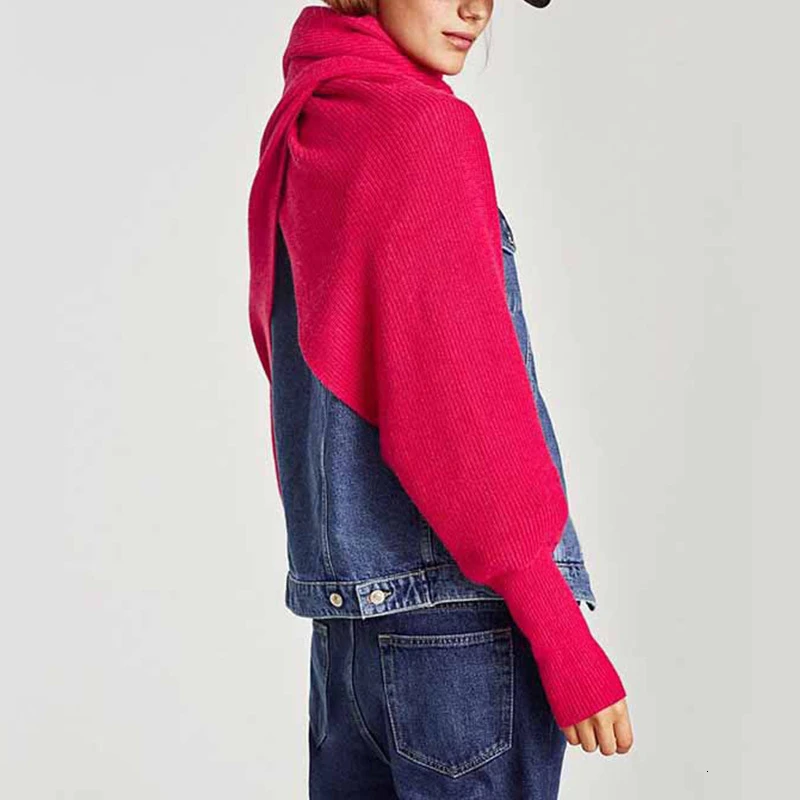 VGH Повседневные вязаные шарфы для женщин с твердым рукавом нагрудник шаль Осень