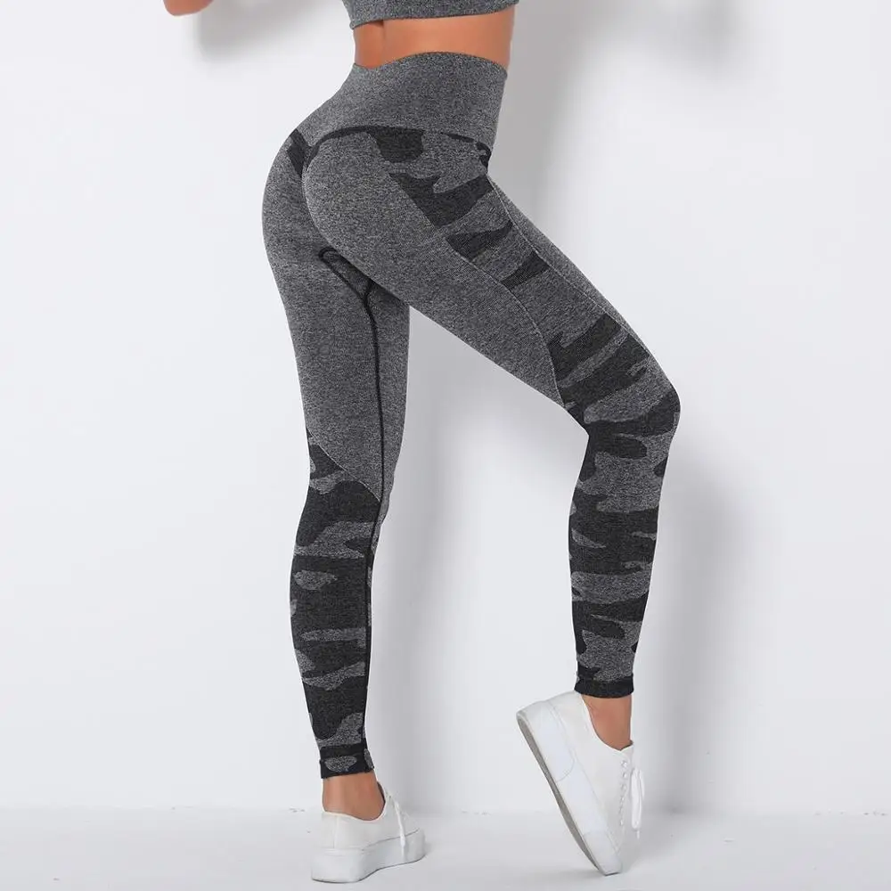 

Yoga Leggings Anti Cellulite Fitness Women Sport High Waist Seamless Knitted Pants Femme Sweatpants Gray Trousers Push Up Tights