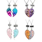 2 шт ожерелье лучших друзей девушки дружбы красочные шить сердце Парные кулоны из нержавеющей стали пара ожерелье BFF детская, ювелирное изделие, подарок