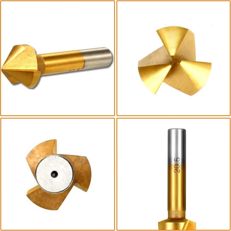 

7-Piece 90 Countersink Set HSS Countersink Set, Titanium Coating, Diameter 6.3 - 20.5 mm Countersink Drill
