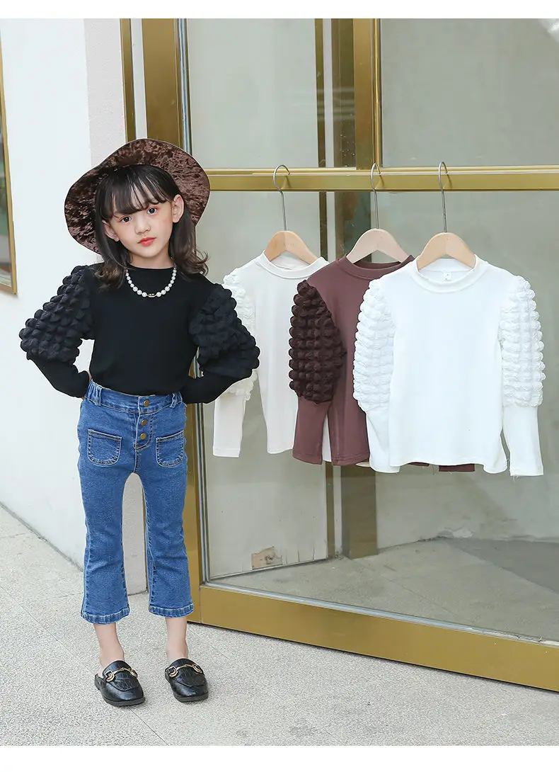 Girls Bottoming Shirt New Style Little Girl Outer Wear Fashion T-shirt Girl Baby Long-sleeved Top Tees Autumn Kids Clothes