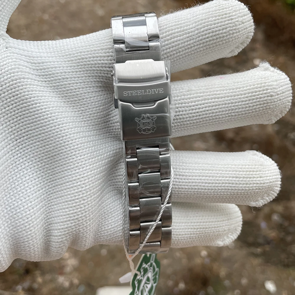 Ремешок STEELDIVE SD1970 автоматический для механических часов твердый браслет 20 мм 316L