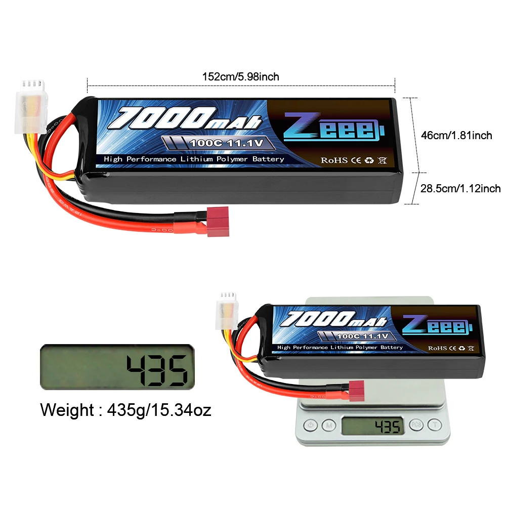 Zeee 11 1 V 100C 7000mAh 3S Lipo батарея Deans разъем с металлическими пластинами для RC
