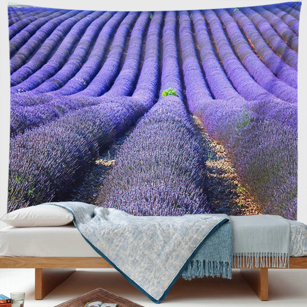 

Filed Lavender Sunrise Spring Tapestry Natural Landscape Sunny Modern Art Wall Hanging Boho Home Decor Picnic Mat Carpet Gifts