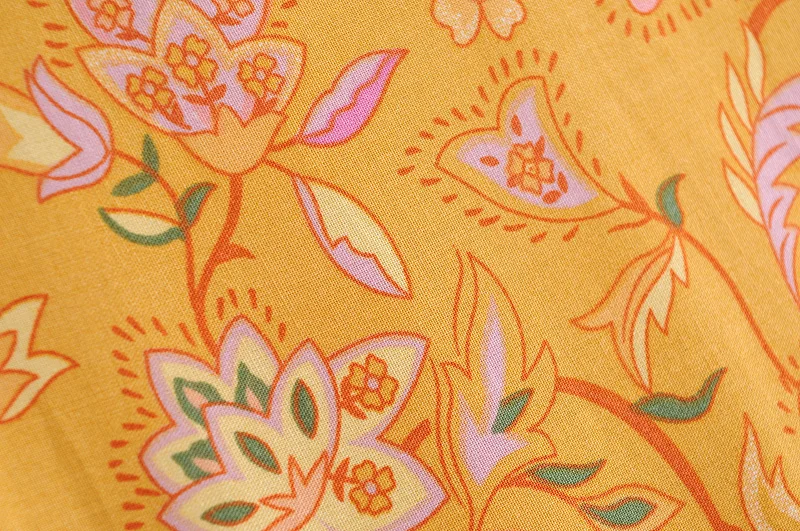 Винтажное шикарное женское желтое платье с цветочным принтом Пляжное богемное