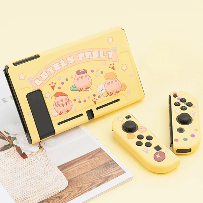 

2021 New Nintend Switch Case Cute Chicken Cartoon Yellow Fairy League Soft Cover Back Shell For Nintendo Switch Accessories