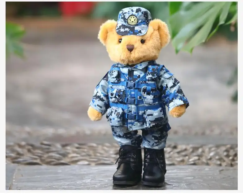 40 см тёмно-синий медведь мягкие животные Военная Униформа плюшевые медведи