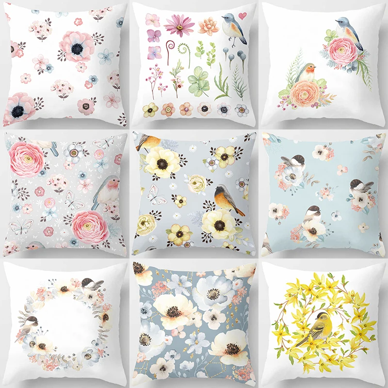 Цветочное платье с птичками украшением в виде милого цветка Подушка Наволочка